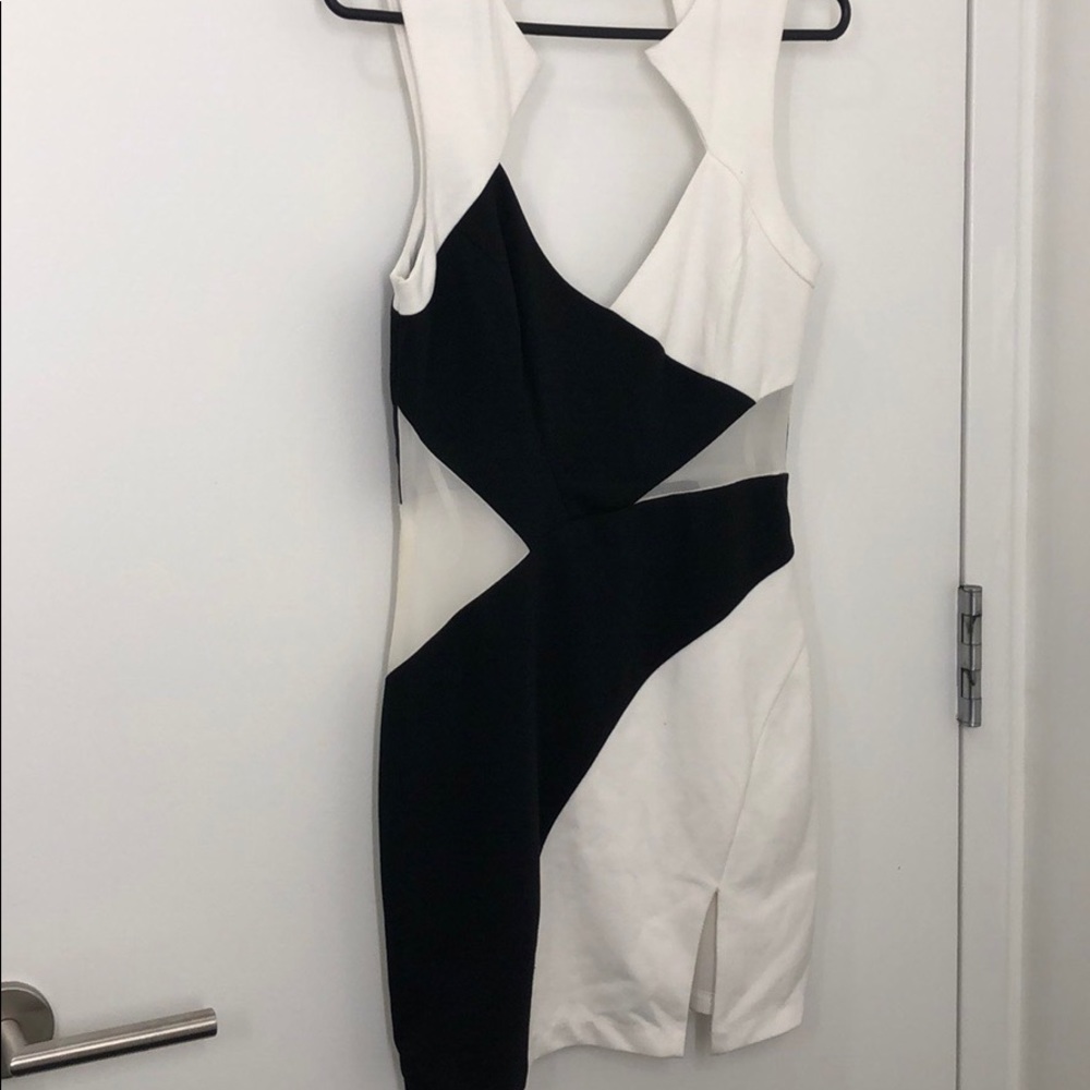 NWT Black & White Mini Side Mesh Dress